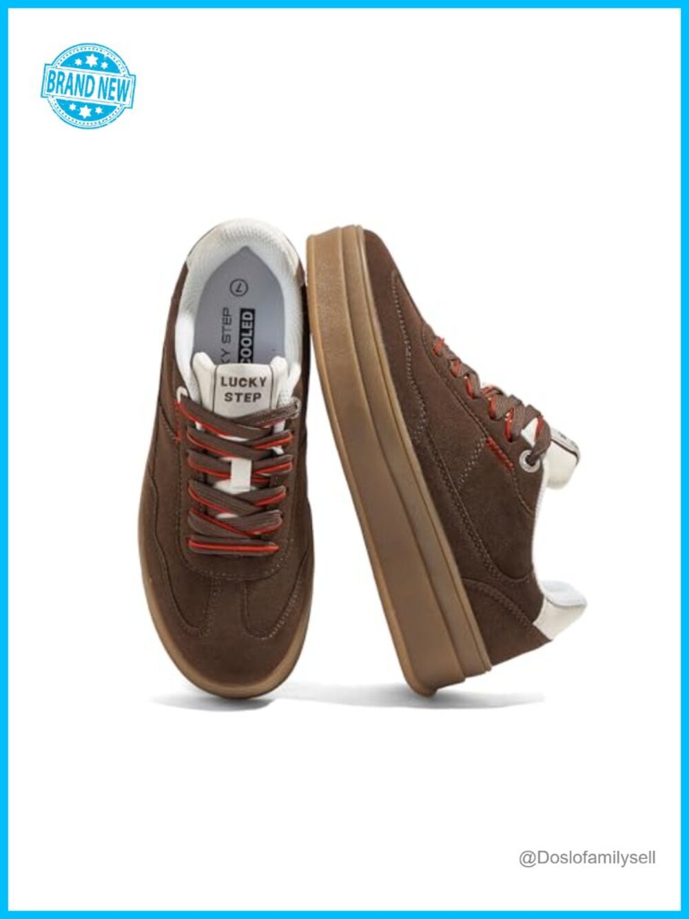 Platform Sneakers Retro Fashion Suede Leather Lace-Up Walking Shoes